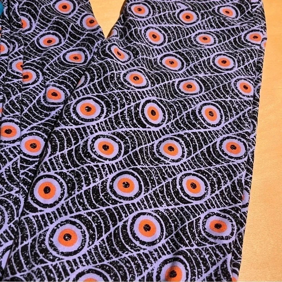 LULAROE One Size HALLOWEEN Green Leggings OS Witches Hats & Spiders / Eyes - Picture 3 of 10